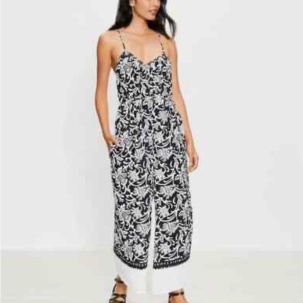 Loft Boho Black and White Jumpsuit